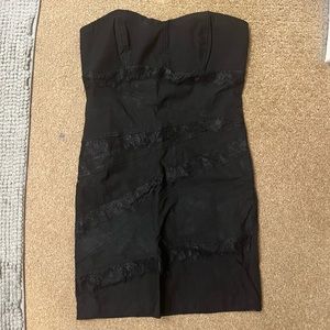 Black mini strapless dress
